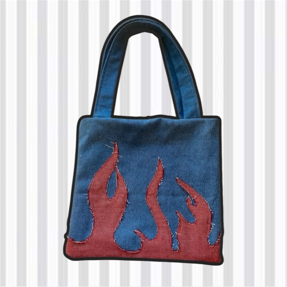 Handmade flame tote bag